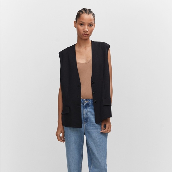 2/$40 Mango Oversized straight waistcoat size small / black - Picture 6 of 6